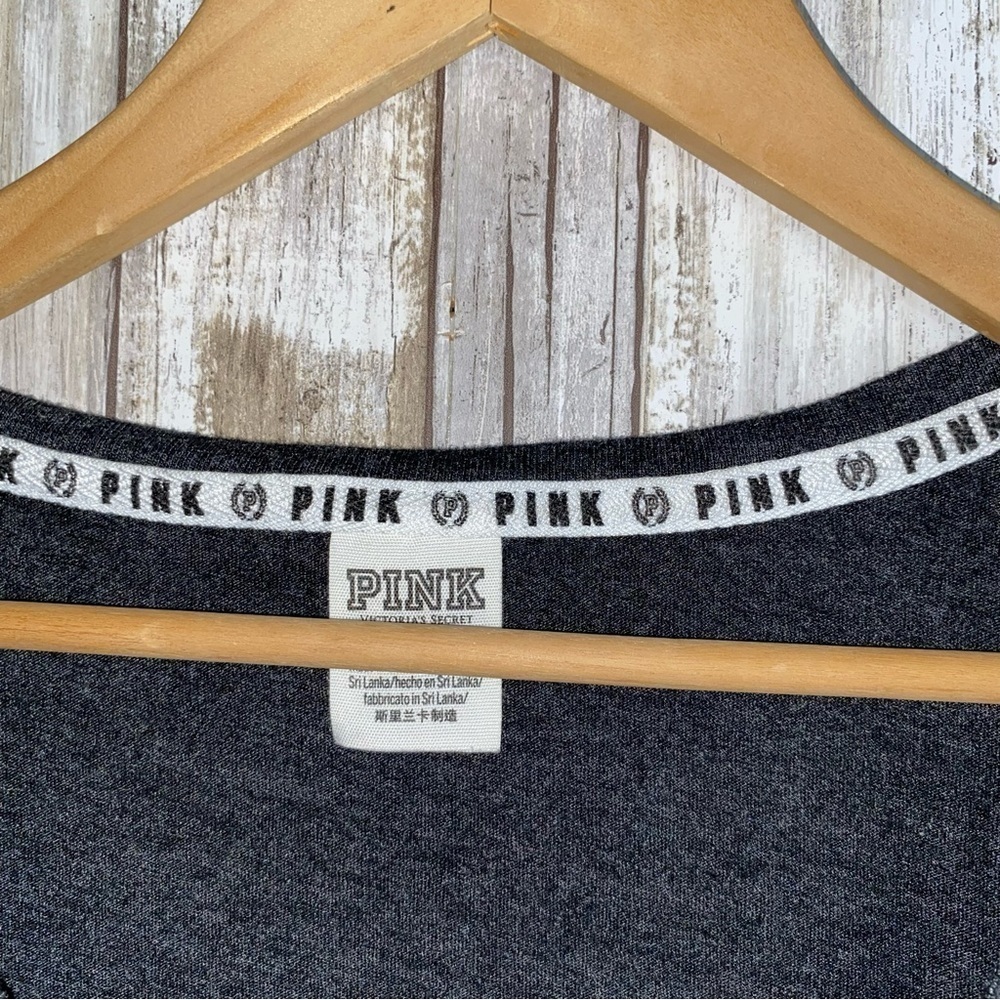 PINK Grey Sequin Logo Tee - Picture 4 of 5